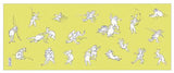 Ukiyo-e Tenugui -  Chojyugiga    Lemon yellow  鳥獣人物戯画  - (Japanese Tenugui)