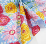 Asayama Misato - Flower bouquet / Blue  花束／ブルー  70 x 70 cm Furoshiki (Japanese Wrapping Cloth) (Copy)