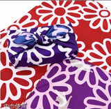 DOTCH DOTCH（どっちどっち) -   Flowers and Cats/Red x Purple B   花とねこ／赤×紫 B - Furoshiki    105 x 105 cm