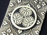 Saito - Family Crest emblem with Edo Pattern pendant top (Silver 950)