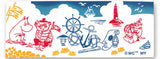 Kenema - Moomin Characters series - Moomin & Marine   ムーミン＆マリン   (The dyed Tenugui)