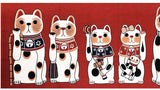 Lucky Cat  福まねき猫 - The whole family  かぞくそろって - Japanese Traditional Cotton Towel (The dyed Tenugui) - 34cm x 90cm