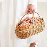 Isamonyou -  Double-Sided Dyeing   Camellia Orange/Blue  100 伊砂文様 両面 椿 オレンジ/ブルー 20478-343  - Furoshiki (Japanese Wrapping Cloth)