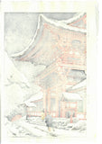 Asano Takeji - TA11  Kamigamo Jinjya Yuki 　浅野竹二　木版画　 TA11　上賀茂神社雪 - Free Shipping
