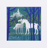 Saikosha - #112-16 Chateau and white Horses (Framed Cloisonné ware) - Free Shipping