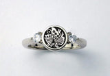 Saito - Family crest (silver 950) with 2 diamonds ring (silver 925)