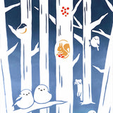 Kenema - The forest where the long-tailed tit lives    シマエナガの棲む森 (The dyed Tenugui)