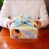 Kata Kata - Neko to Tori (Cats and birds) Green ねこととり グリーン- Furoshiki   70 x 70 cm