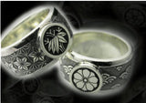 Saito - Family Crest - GENROKU Pattern Silver Emblem Ring Silver 950 with Blue Diamond or Diamond
