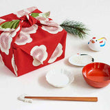 Isamonyou -  Double-Sided Dyeing Plum R&G 　70 伊砂文様 両面 梅 アカ/グリーン　20477-201　- Furoshiki (Japanese Wrapping Cloth)