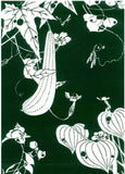 Ukiyo-e Tenugui -  Itō Jakuchū    Genpō Yōka   Dark green   伊藤若冲　玄圃瑤華 - (Japanese Tenugui)