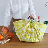 Isamonyou -  Double-Sided Dyeing  Matsu (pine) Yellow/Gray　100 伊砂文様 両面 松 キイロ/グレー　20478-338  - Furoshiki (Japanese Wrapping Cloth)