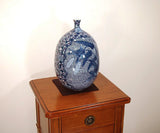 Fujii Kinsai Arita Japan - Sometsuke karakusa wari Uzura (Quail) & suzume (Sparrow) Vase 27.50 cm  - Free Shipping