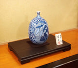 Fujii Kinsai Arita Japan - Sometsuke karakusa wari Uzura (Quail) & suzume (Sparrow) Vase 27.50 cm  - Free Shipping