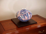 Fujii Kinsai Arita Japan - Somenishiki Karakusa Ougiwari flower Vase 19.70 cm - Free Shipping