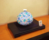 Fujii Kinsai Arita Japan - Somenishiki Seigaiha Gourd Vase 22.80 cm - Free Shipping