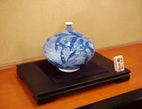 Fujii Kinsai Arita Japan - Sometsuke Maru mon suzume (sparrow)  Vase  23.00 cm - Free Shipping