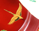Fujii Kinsai Arita Japan - Shinshayu Kinsai a painting of an auspicious red Fuji mountain , crane and pine  Ornamental plate 36.10 cm  辰砂釉金彩吉祥赤富士山松絵飾り大皿（径36.1ｃｍ）  - Free Shipping