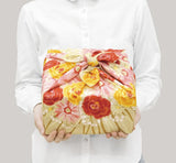 Asayama Misato - Flower bouquet / Beige   花束／ベージュ  70 x 70 cm Furoshiki (Japanese Wrapping Cloth)