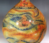 Fujii Kinsai Arita Japan - Yurisai Kinran Phonex  vase 29.40 cm (Superlative Collection) 　金襴手様式釉裏彩吉祥鳳凰絵花瓶　- Free Shipping