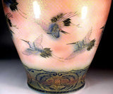 Fujii Kinsai Arita Japan - Yurisai Kinran  Vase with a crane design 38.00 cm (Superlative Collection)   金襴手様式釉裏彩鶴絵花瓶  - Free Shipping