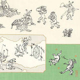 Cho Jyu Jinbutsu Giga Emaki (Choju Jinbutsu Giga Picture Scroll)  鳥獣人物戯画 絵巻 グリーン ピンク  20832-101 - Furoshiki 50 x 50 cm