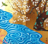 Japanese Traditional Hand Paint Byobu (Gold Leaf Folding Screen) -X-154 - Free Shipping