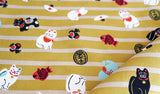 Seiran - Maneki-neko (beckoning cat) 青嵐 綿風呂敷 約70cm 【招き猫】MA2008  (Japanese Wrapping Cloth)  70 x 70 cm