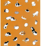 Ukiyoe Tenugui - Utagawa Hiroshige  Cats - orange   歌川広 重　猫    橙- (Japanese Tenugui)