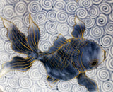 Fujii Kinsai Arita Japan - Kosometsuke kinsai Kingyo (Gold Fish) Ornamental plate 30.50 cm   古染付金彩金魚絵飾り大皿（径30.5ｃｍ）  - Free Shipping