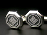 Saito - Family Crest  Octagon shape Silver Cuffs (Silver 950) (One pair)