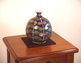 Fujii Kinsai Arita Japan - Somenishiki  Kinsai Konoha (Leaves) Vase 17.50 cm  染錦金彩木の葉絵飾り花瓶 - Free Shipping