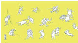 Ukiyo-e Tenugui -  Chojyugiga    Lemon yellow  鳥獣人物戯画  - (Japanese Tenugui)