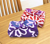 DOTCH DOTCH（どっちどっち) - Flowers and Cats/Purple x Blue A   花とねこ／紫×青Ａ  - Furoshiki 50 x 50 cm