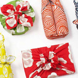 Isamonyou -  Double-Sided Dyeing Plum R&G 　70 伊砂文様 両面 梅 アカ/グリーン　20477-201　- Furoshiki (Japanese Wrapping Cloth)