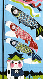 Lucky Cat  福まねき猫 -  Carp streamers こいのぼり (Koinobori) - Japanese Traditional Cotton Towel (The dyed Tenugui) - 34cm x 90cm