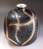 Fujii Kinsai Arita Japan - Tetsuyu kinsai Gold & Platinum  Phoenix Vase 23.60 cm - Free Shipping