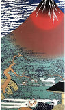 Lucky Cat  福まねき猫 - Red fuji  赤富士 - Japanese Traditional Cotton Towel (The dyed Tenugui) - 34cm x 90cm