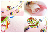 Chirimen Sansaku Furoshiki 100% silk  - Mari Himo (Ball string)  まり紐 - Furoshiki (Japanese Wrapping Cloth)　68 x 68 cm 正絹さざ波ちりめん友仙ふろしき　