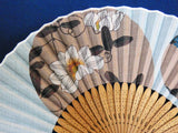 Traditional handcrafted Kyoto Sensu (folding fan) - Ito Jakuchu 伊藤若冲 「花卉天井画」- Tessen & Ajisai - Blue