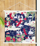 Choju Giga 鳥獣戯画 - Hana Yugi   花遊戯  - Furoshiki (Japanese Wrapping Cloth)　50 x 50 cm 　　