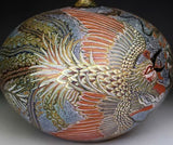Fujii Kinsai Arita Japan - Yurisai Kinran Phonex & Rise Dragon vase 26.20 cm (Superlative Collection) 　金襴手様式釉裏彩龍鳳凰絵花瓶　- Free Shipping