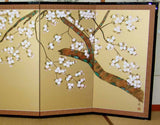 Tominaga Jyuho - Japanese Traditional Hand Paint Byobu (Gold Silk Folding Screen) - X133 - Free Shipping