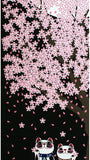 Lucky Cat  福まねき猫 - Night cherry blossoms 夜桜 (Yozakura) - Japanese Tradition Cotton Towel (The dyed Tenugui) - 34cm x 90cm