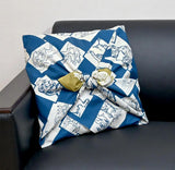Choju Giga 鳥獣戯画 - Ichimatsu/Blue x Yellow B   市松／青×黄Ｂ    - Double-sided furoshiki (wrapping cloth) - Furoshiki (Japanese Wrapping Cloth)　105 x 105 cm 　　