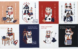 Lucky Cat  福まねき猫 -  Four-character idioms 四字熟語 - Japanese Tradition Cotton Towel (The dyed Tenugui) - 34cm x 90cm