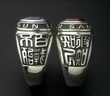Saito - Stone College Ring with Sun Tzu Silver Ring  (Silver 925)