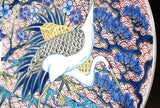 Fujii Kinsai Arita Japan - Somenishiki  Gold & Platinum   Painting of Pine, Bamboo, Plum, and Crane  Ornamental plate  30.10 cm   染錦金・プラチナ彩松竹梅鶴絵飾り大皿（径30.1ｃｍ） - Free Shipping