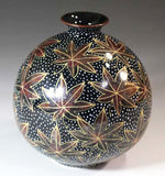 Fujii Kinsai Arita Japan - Tenmokuyu Kinsai  Ryusui Momiji  Vase 13.20 cm - Free Shipping