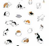 Ukiyoe Tenugui - Utagawa Hiroshige  Cats - white   歌川広重　猫  　白 - (Japanese Tenugui)